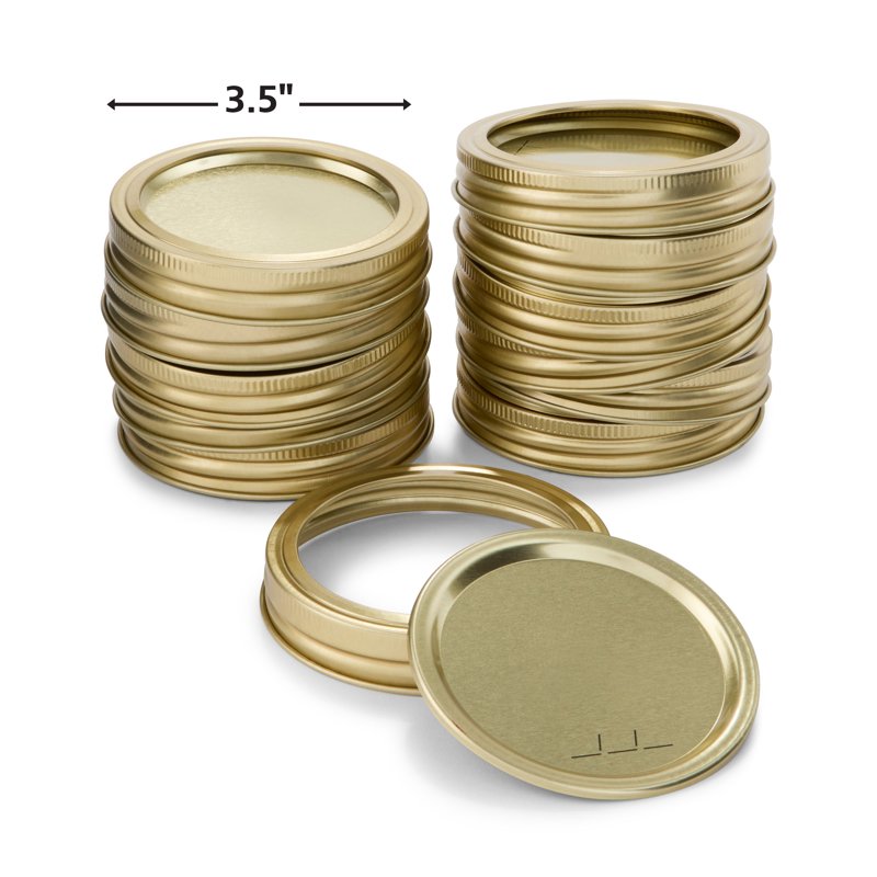 Wide Mouth Canning Jar Lids & Rings - 12 Pack with Bands
