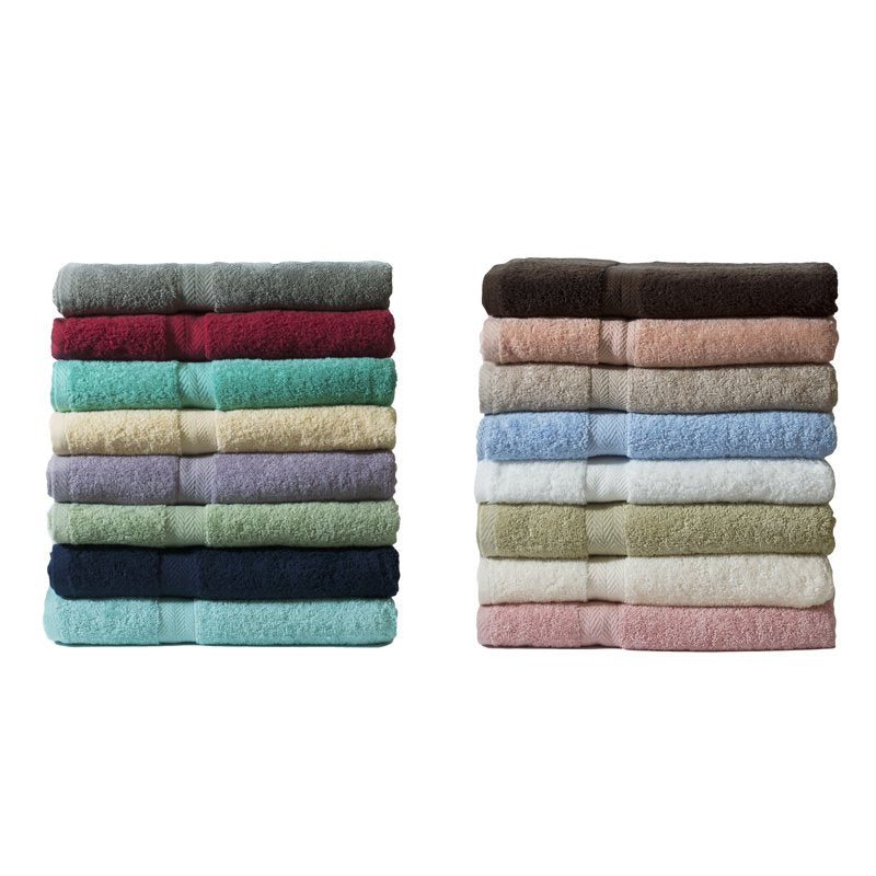 Magenta 6-Piece Luxury Towel Set - Cotton Bathroom Towels with Dobby Border - Deluxe Basics