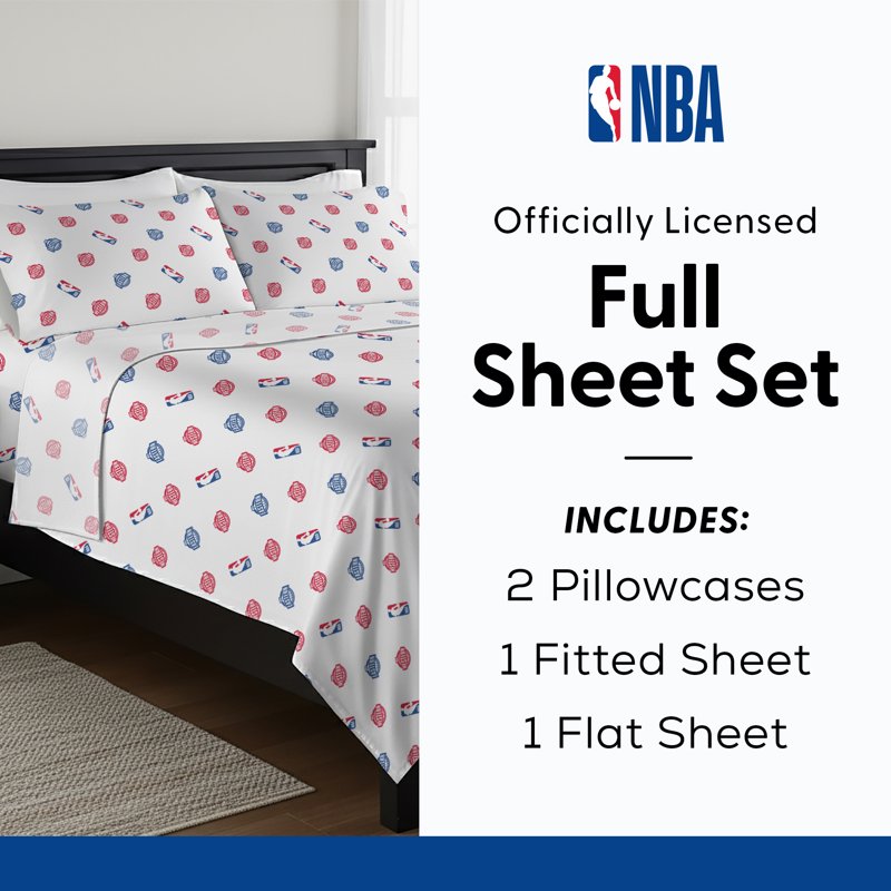 NBA Multi Team E W Split Full Sheet Set - Officially Licensed Bedding