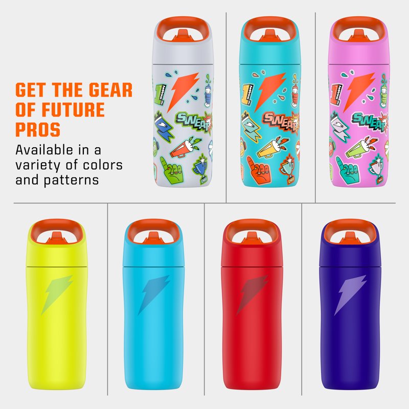 Kid's Rookie Stainless Steel Water Bottle - Red, 12oz with Straw Cap