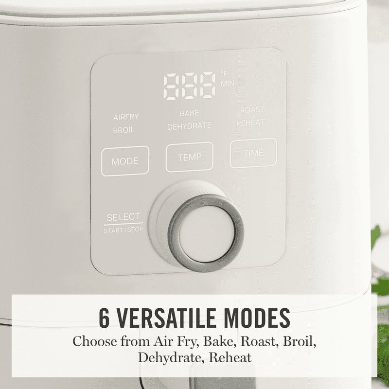 6QT Slim Air Fryer - 6-in-1 Ceramic Non-Stick - Linen Cream