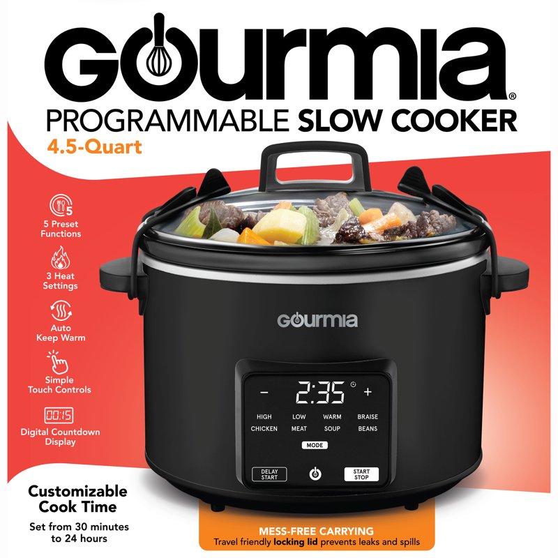 Programmable Slow Cooker 4.5 Qt with Digital Controls - Black