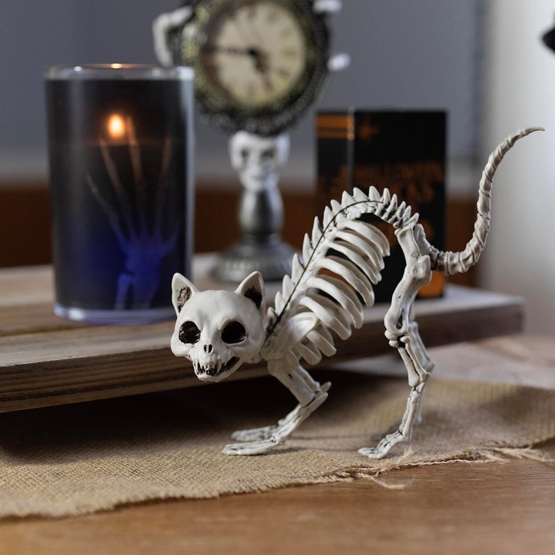 Halloween Kitten Skeleton Decorations 3-Pack - Weather-Resistant Yard Props