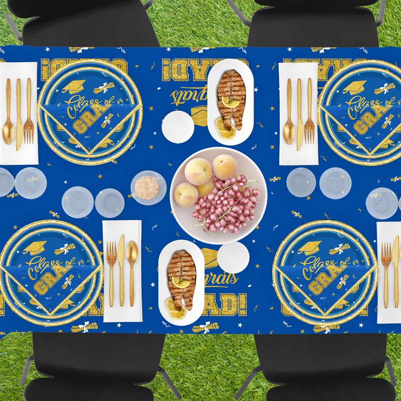 Graduation Plates and Napkins Party Supplies - Class of 2026 Congrats Grad Disposable Set - Blue