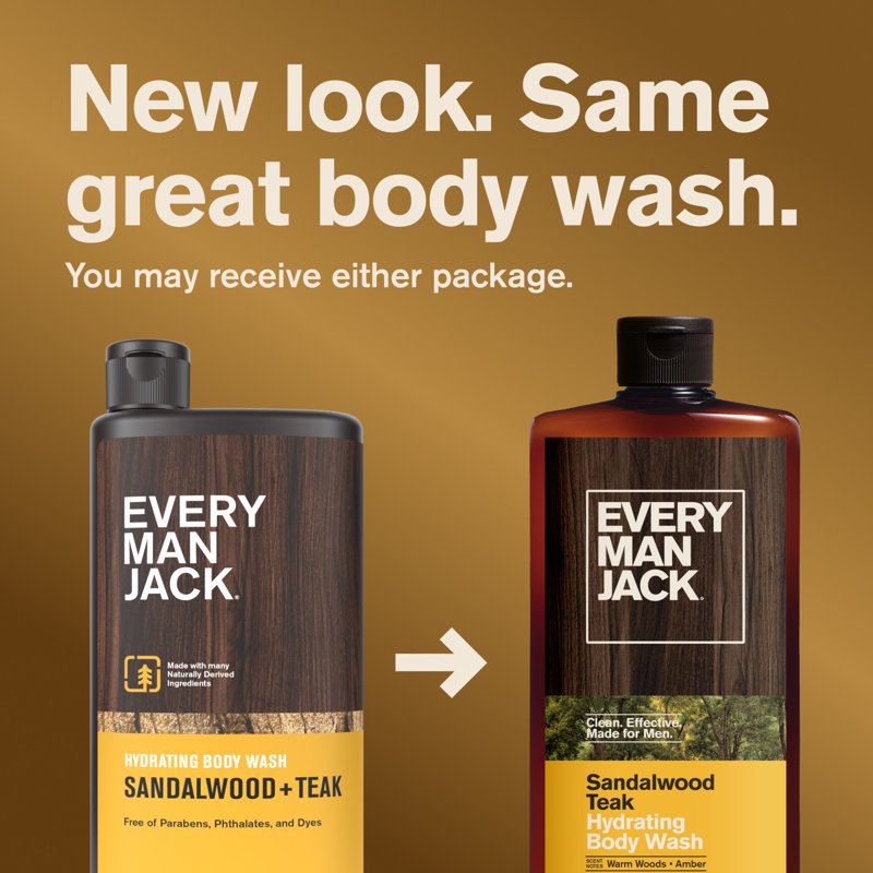 Sandalwood & Teak Hydrating Body Wash for Men - Naturally Derived Formula