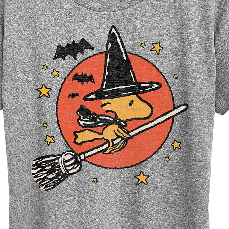 Women's Short Sleeve T-Shirt Peanuts Woodstock Witch Heather Grey 3X