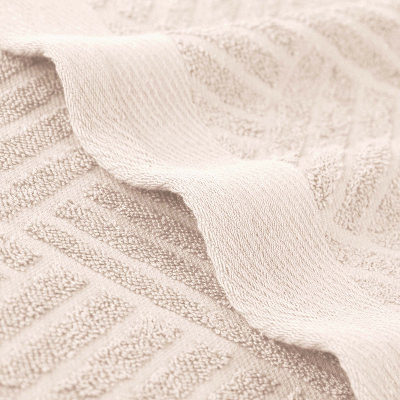 Ivory Jacquard Basketweave Egyptian Cotton 3 Piece Towel Set - Superior