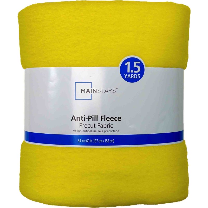 (2 Pack) Mainstays 58" x 1.5 Yards Yellow Anti-Pill Fleece Fabric for Crafts