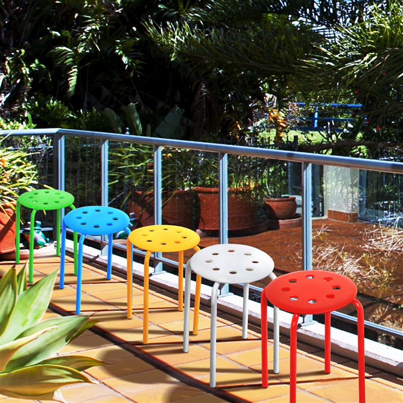 Set of 5 Multi-Color Indoor Stack Stools for Classrooms & Kitchens