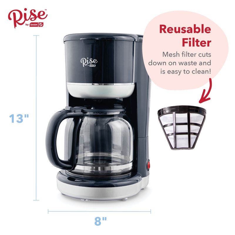 Rise Drip Coffee Maker with Reusable Filter & Glass Carafe - Clean Slate
