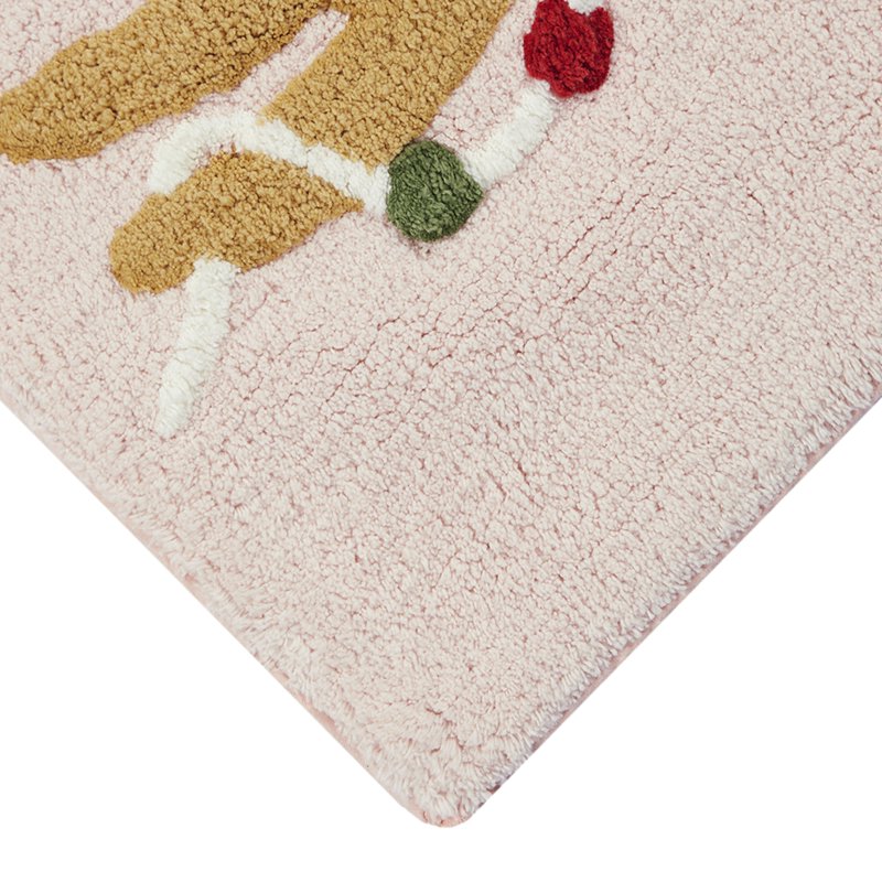 Pink Dog Christmas Bath Rug - 17x24 Inch Cotton Seasonal Decor