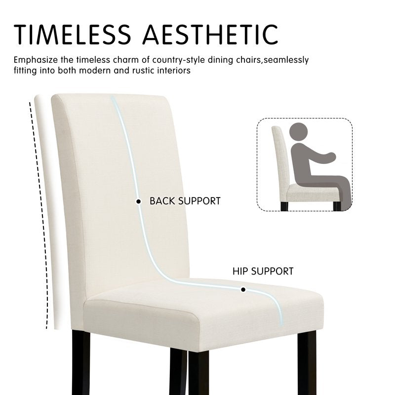 Linen Upholstered Dining Chairs Set of 2 - Ivory
