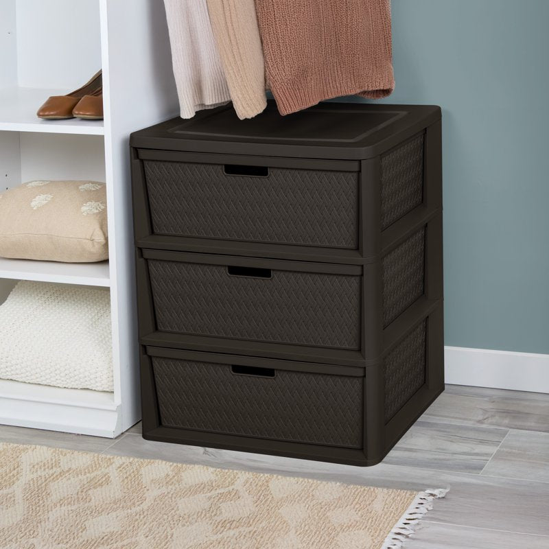 2 Pack Wide Plastic Storage Tower with Removable Bins - Brown