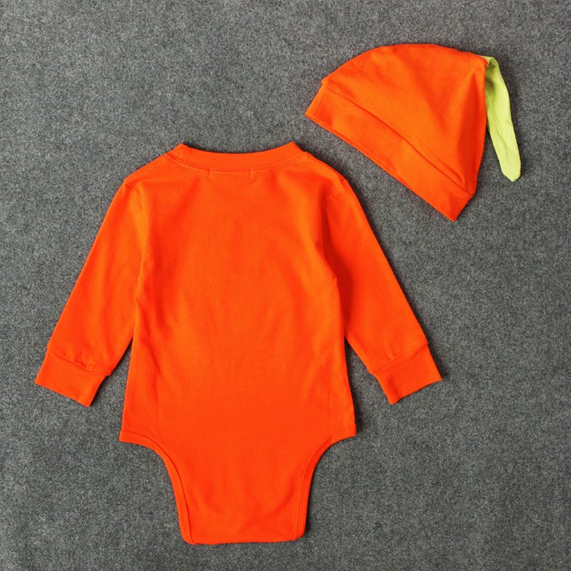 Baby Halloween Romper Jumpsuit - Cotton Long Crawling Suit for 3-6 Months - Orange