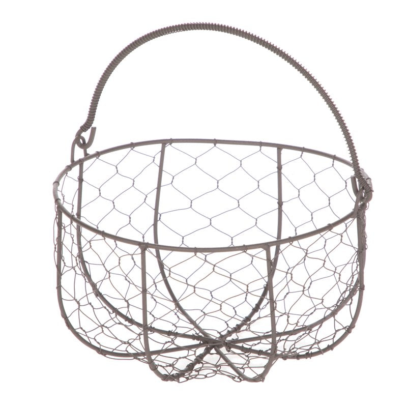 (2 Pack) Mainstays Brown Chicken Wire Storage Basket with Moveable Handle - Small Decorative Organizer