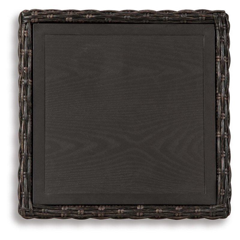 Outdoor End Table with Aluminum Frame and Resin Wicker Base