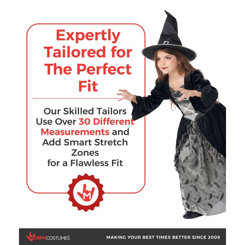 Morph Deluxe Girls Silver Witch Costume Hat S - Toddler Halloween Dress