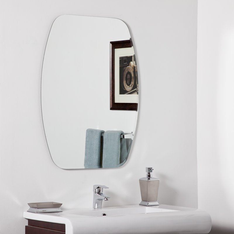 Decor Wonderland Sydney Mini 28x22 Inch Frameless Bathroom Mirror - Beveled Edge, Humidity Resistant