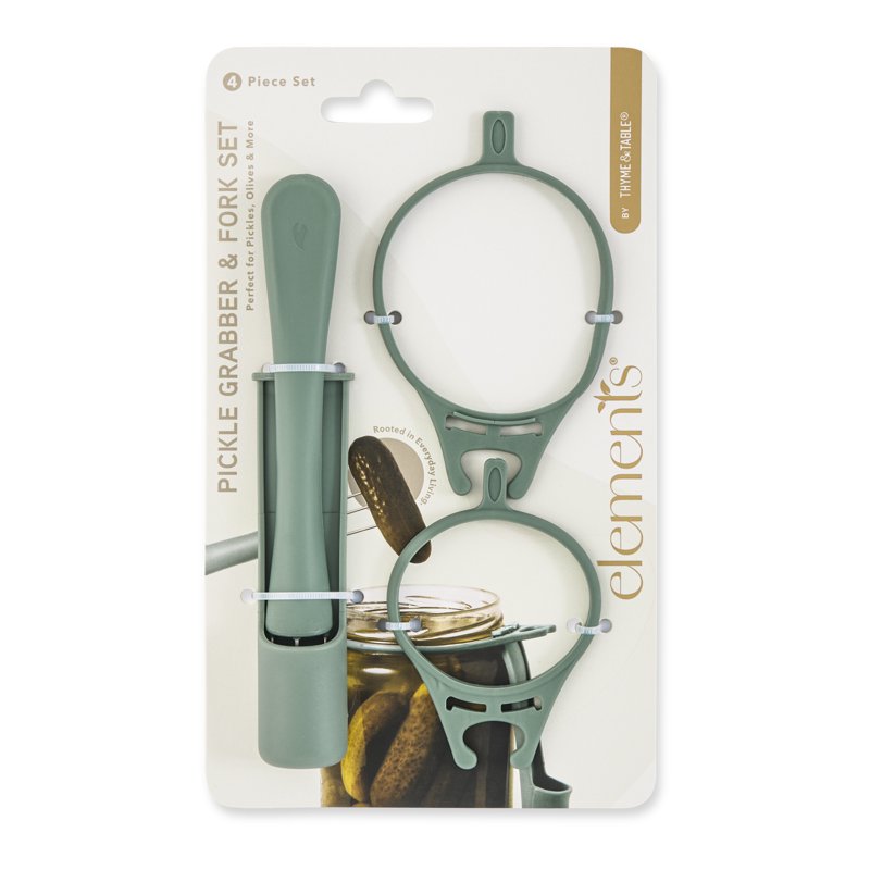 4-Piece Pickle Grabber and Fork Set - Green