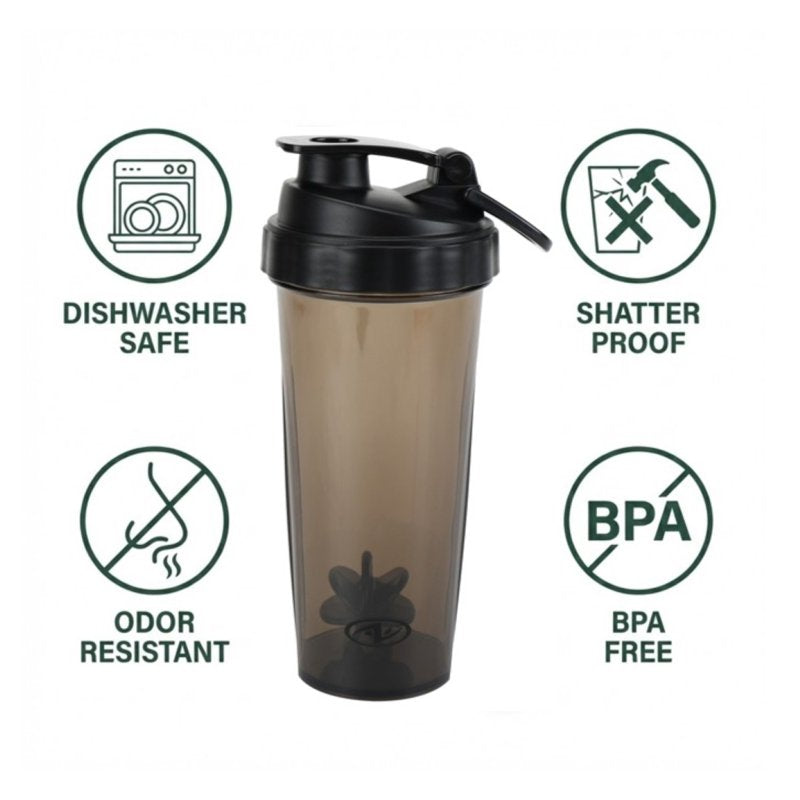 24oz Black Shaker Bottle - Tritan BPA-Free, Leak-Proof