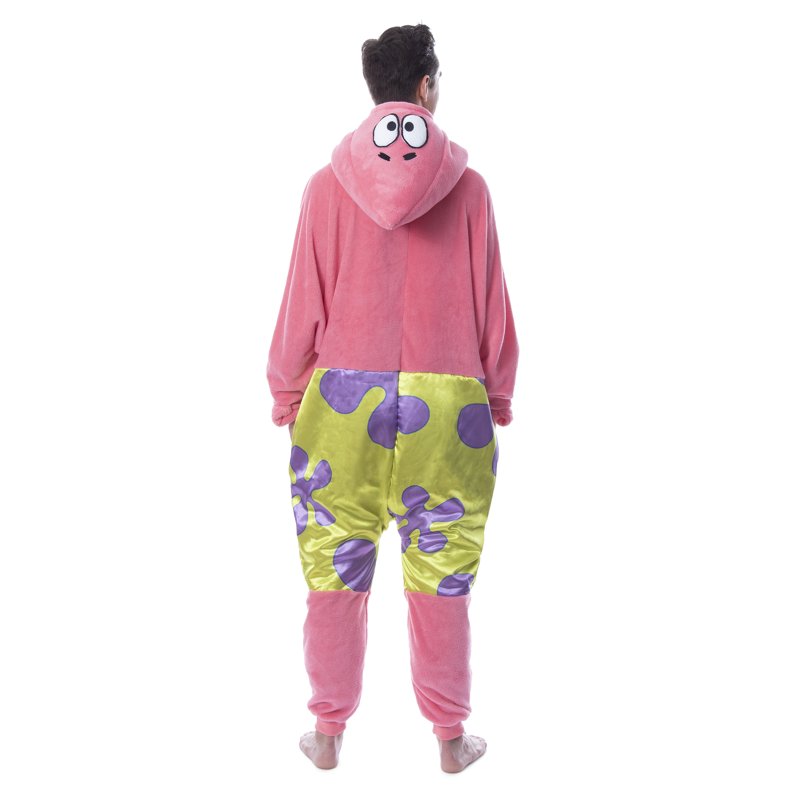 Pink Patrick Star Hooded Union Suit Pajama - Men's SpongeBob Sleepwear 2X/3X