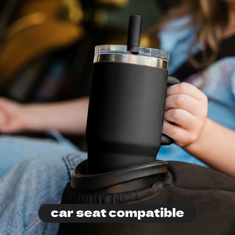 Insulated Stainless Steel Kids Tumbler with Straw - Black 12oz