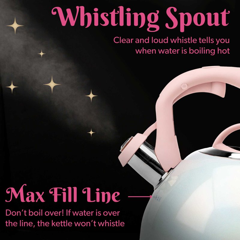 Whistling Tea Kettle - Stainless Steel, Iridescent, 2.2-Quart