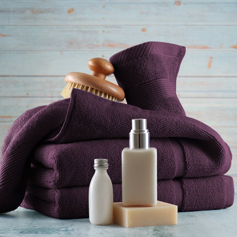 Purple Bath Towels Set - 2 Bath, 2 Hand Towels & 6 Washcloths, 100% Cotton, Luxury Softness