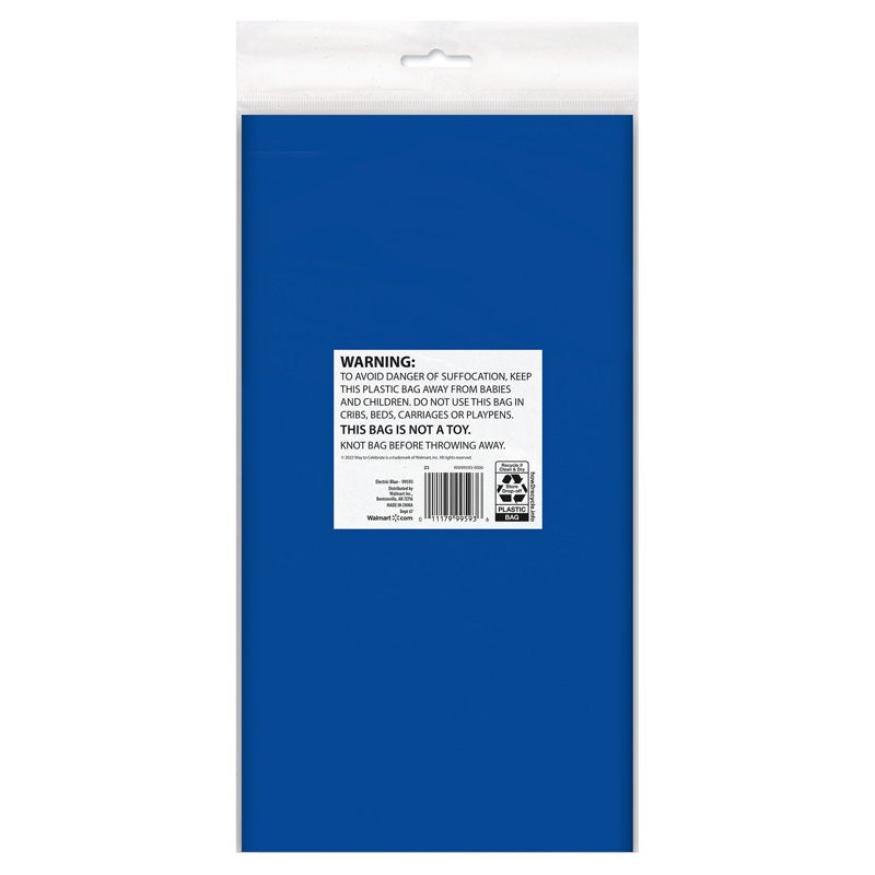 Blue Plastic Table Covers - 3 Pack, 54" x 108" Disposable