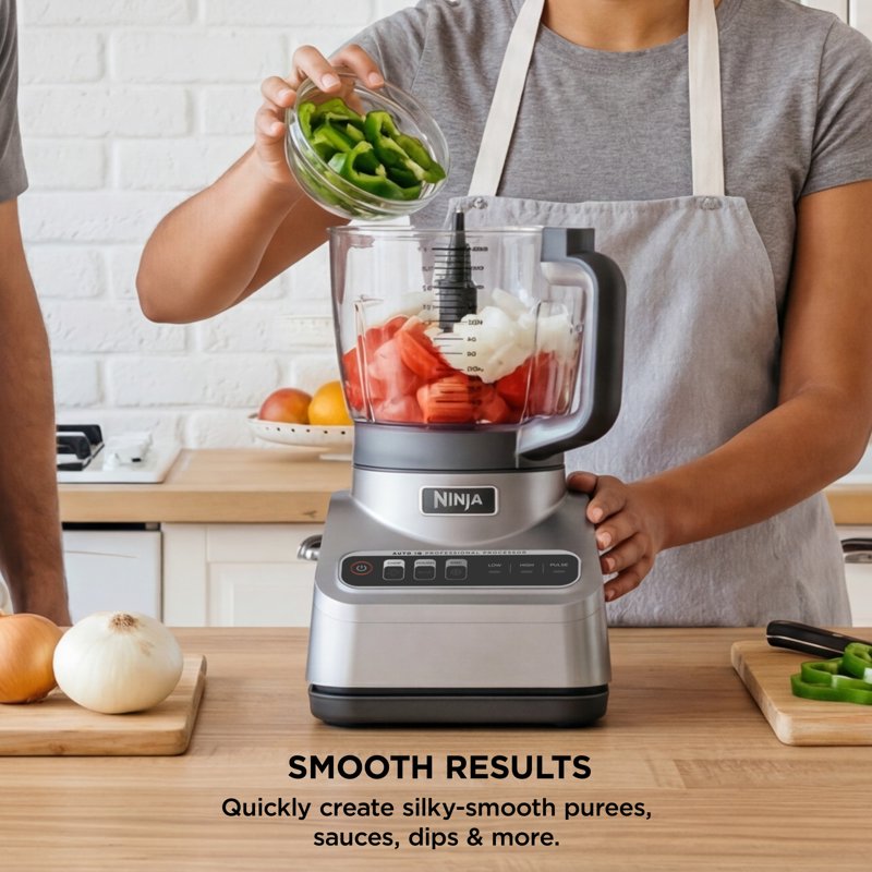 Ninja Professional Food Processor 9-Cup with 3 Auto-iQ Presets - Gray