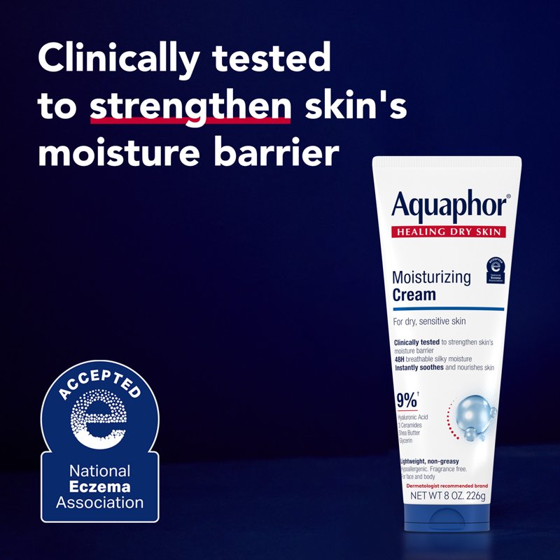 Moisturizing Face and Body Cream for Dry Sensitive Skin, 8 oz Tube