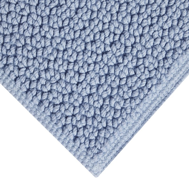 Soft Looped Bath Mat - Blue Silver, 20 x 34 Inches - Non-Slip Bathroom Rug
