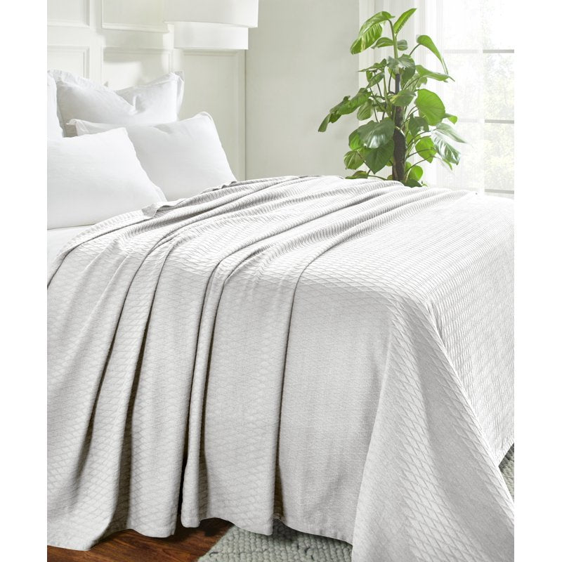 Superior Diamond Weave Cotton Blanket King Platinum All Season Bed Cover