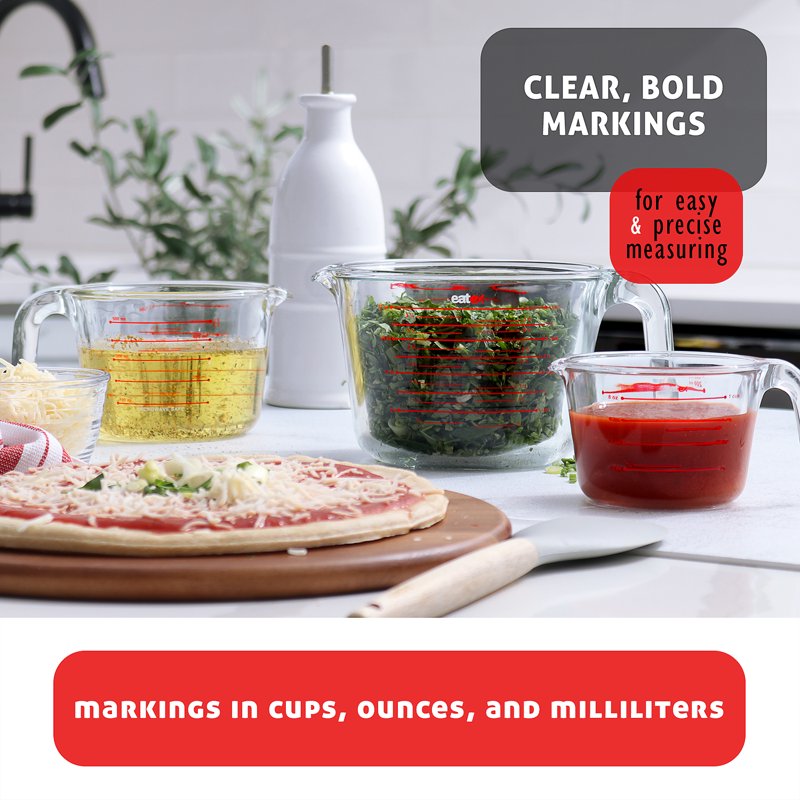 3-Piece Borosilicate Glass Measuring Cup Set - Dishwasher Safe