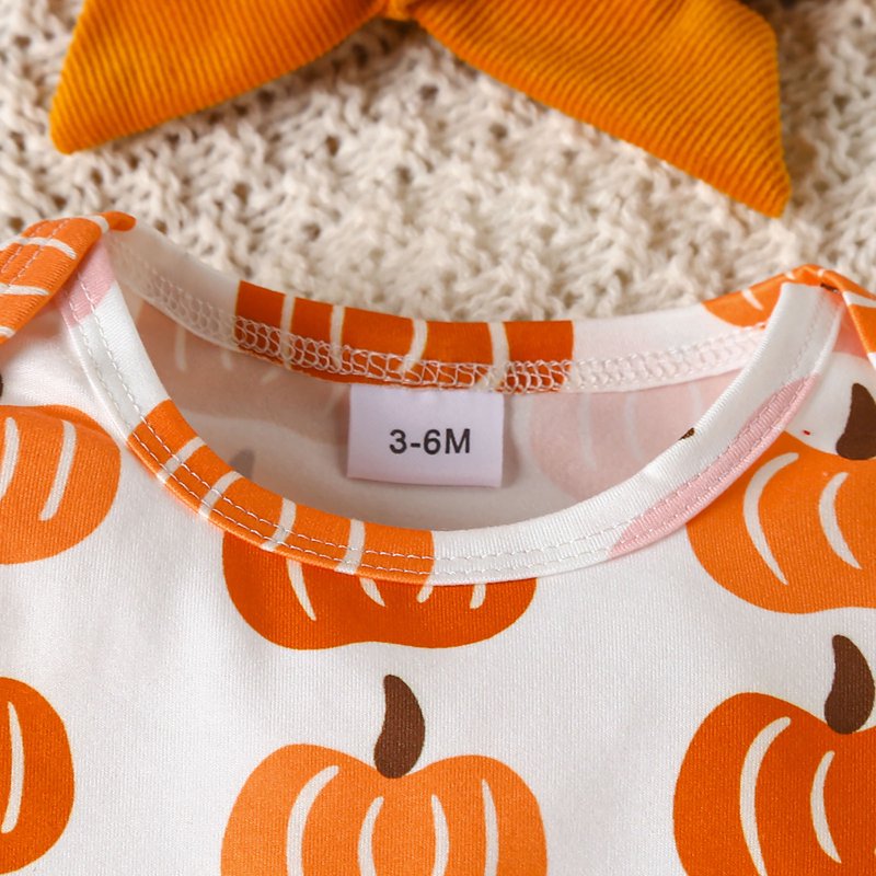 Baby Girl Halloween Pumpkin Romper & Headband Set - A12-Orange, 0-3 Months