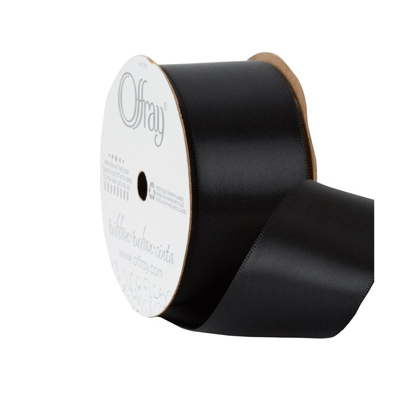 Black Double Face Satin Ribbon 1.5 Inch 12 Feet - 2 Pack for Weddings & Crafts