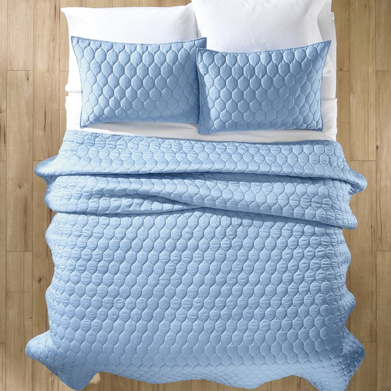 Better Homes & Gardens King Blue Soft Touch Tencel Quilt Reversible Bedspread