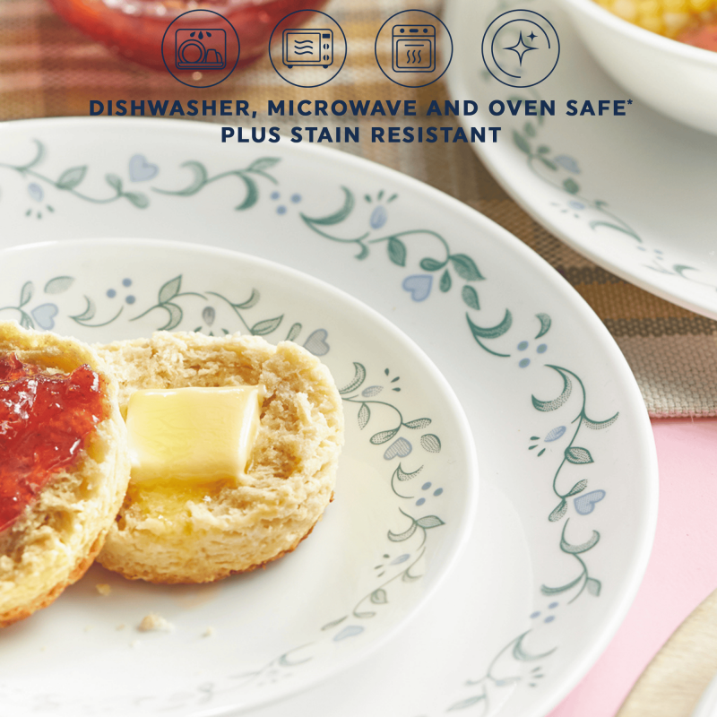 12-Piece Glass Dinnerware Set - Country Cottage Design