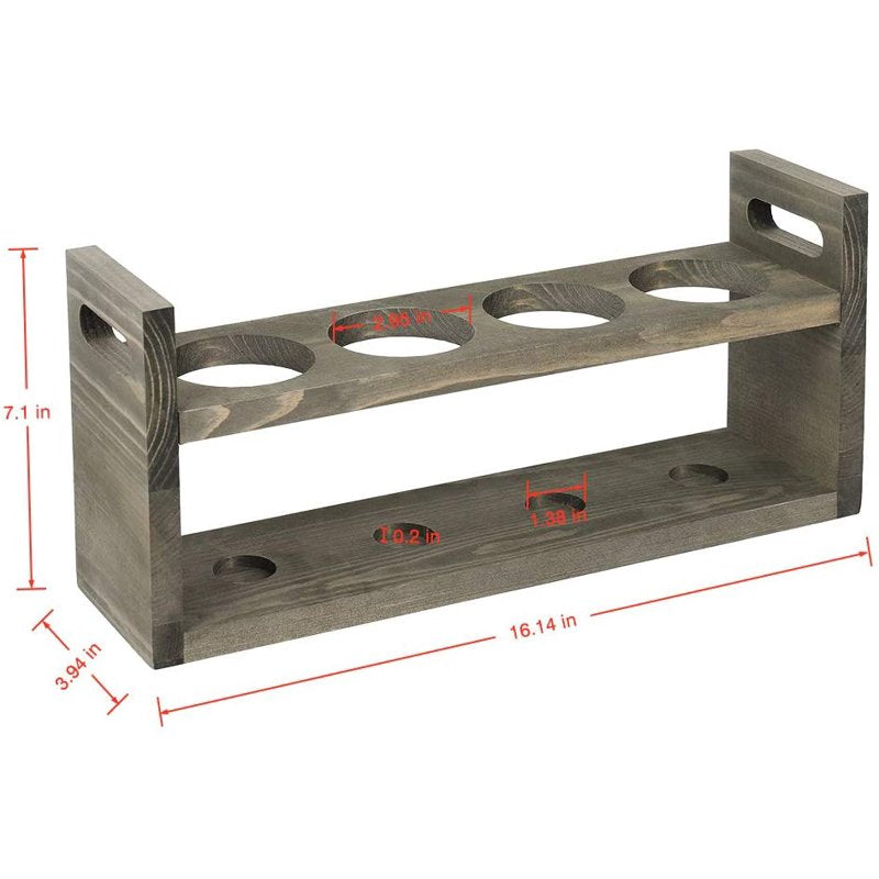 Wood Wine Rack for Countertop - Holds 4 Bottles, Gray
