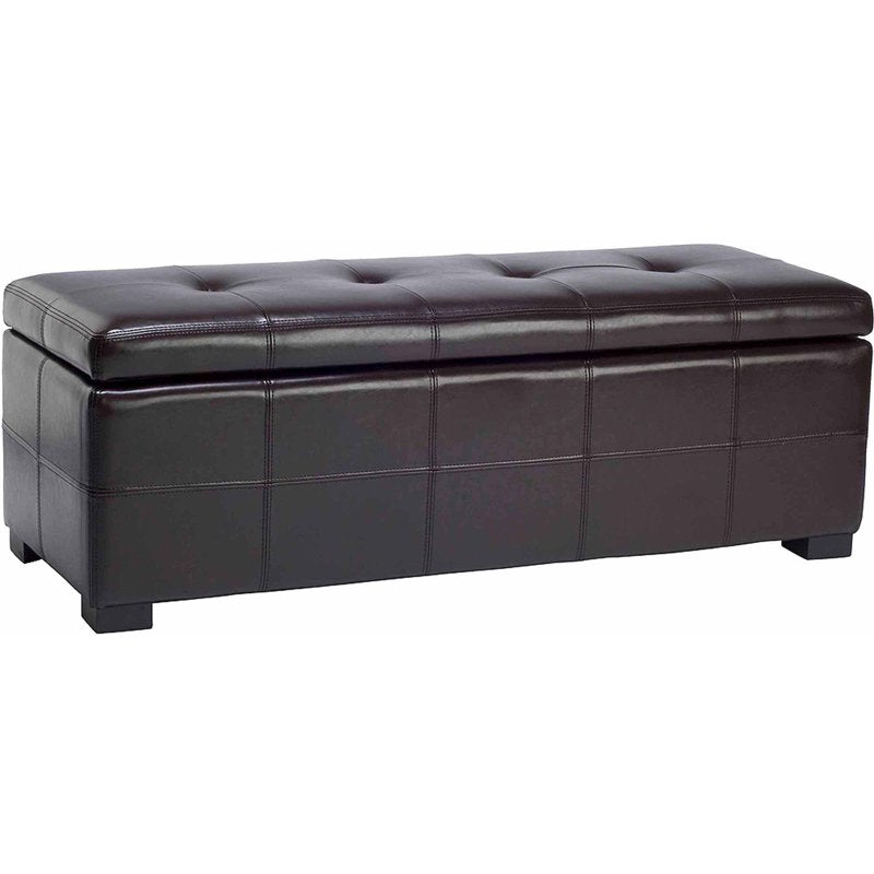 Large Tufted Storage Bench - Rustic Flip Top - Brown
