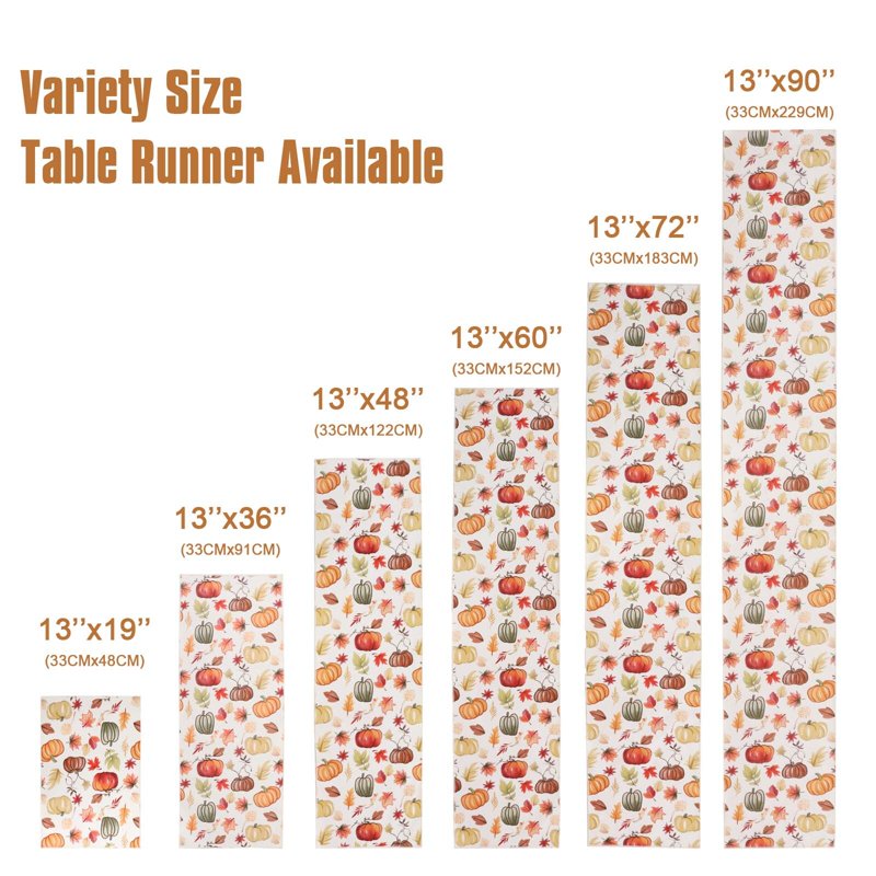 13x90 Inch Autumn Leaves Table Runner for Kitchen Dining Thanksgiving Halloween Decor Water-Proof & Washable