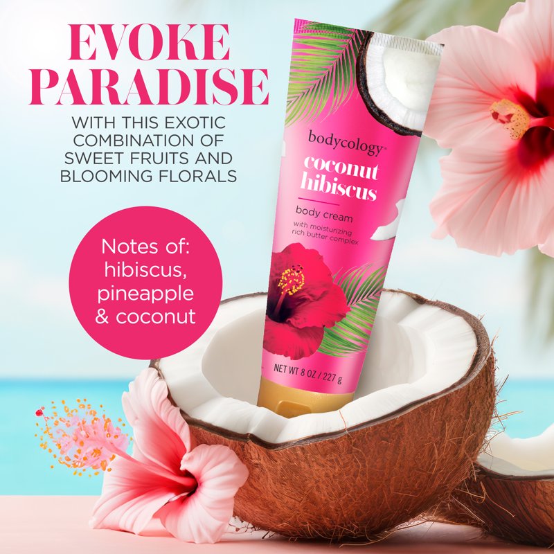 Coconut Hibiscus Shea Butter Body Cream - Ultra-Hydrating Moisturizer, 8 oz