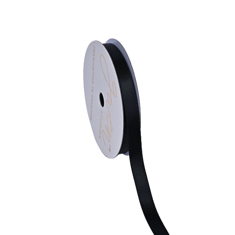 Black Satin Ribbon 3/8 Inch Wide, 7 Yards for Crafts & Gift Wrapping