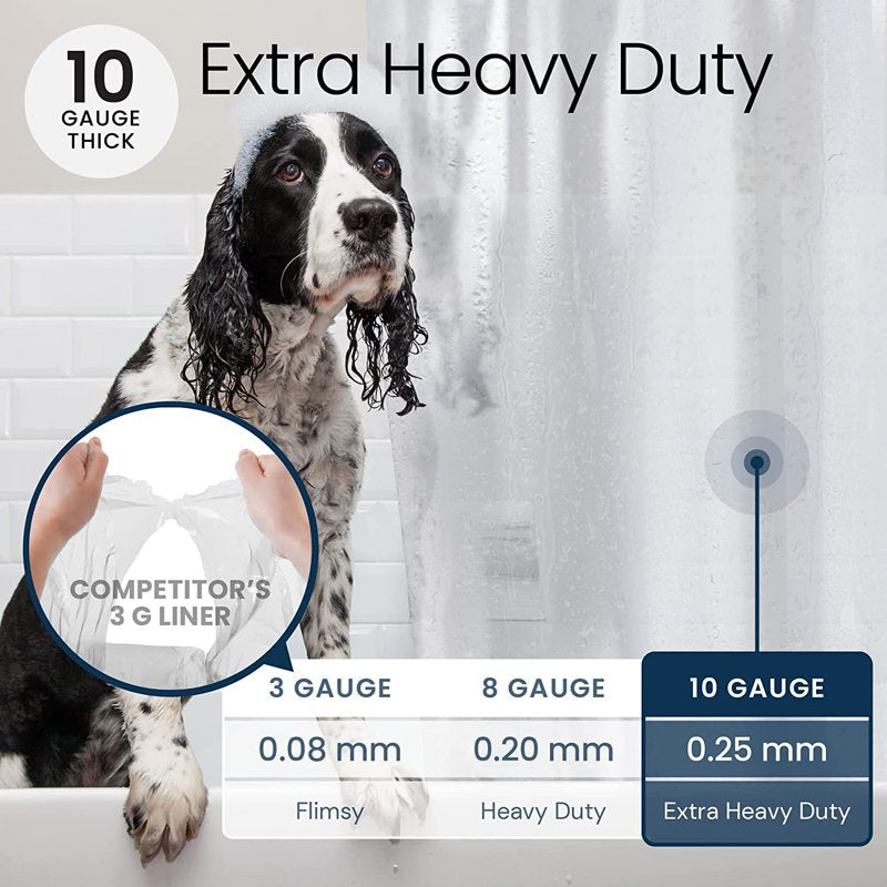 (3 Pack) Heavy Duty Waterproof Shower Curtain Liners - 72x72 Inches, Clear - Mildew Resistant PEVA Bathroom Shower Liners with Magnets & Reinforced Header