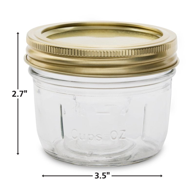 8 oz Wide Mouth Mason Jars - 12 Pack with Lids & Rings - Single