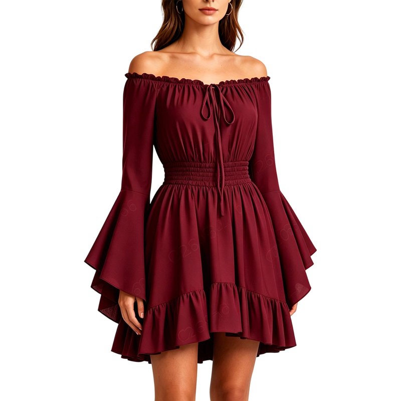 Women's Gothic Pirate Off Shoulder Mini Dress S - Flowy Layered Ruffle Halloween Costume