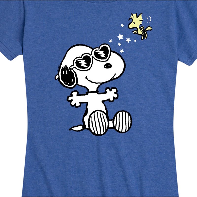 Snoopy Glasses Peanuts Faces of Snoopy Women's Graphic T-Shirt Heather Royal Blue XL