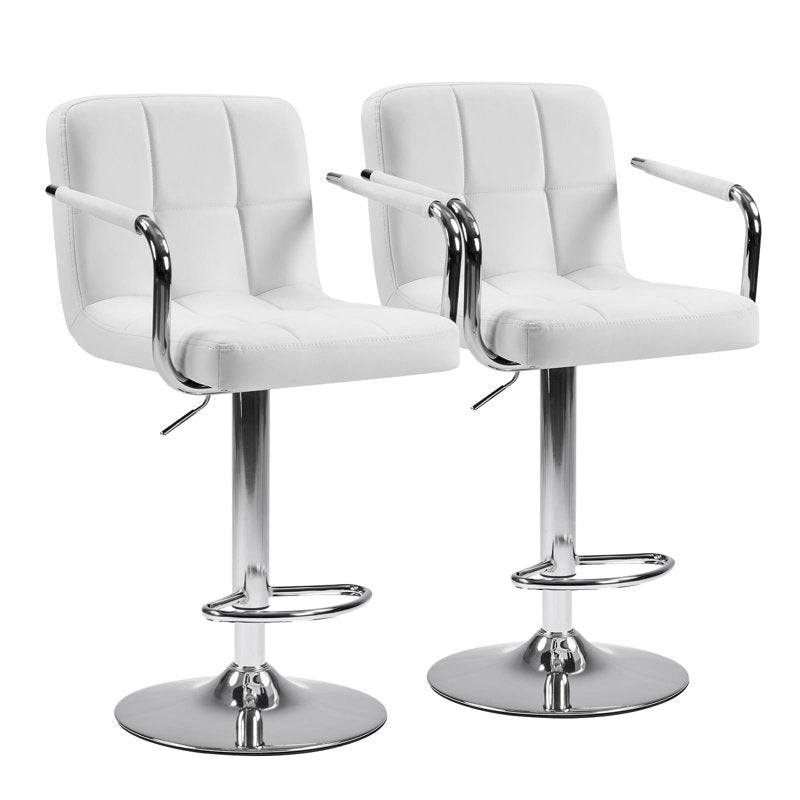 Swivel Bar Stools Set of 2 with PU Leather - White
