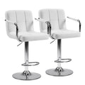 Swivel Bar Stools Set of 2 with PU Leather - White