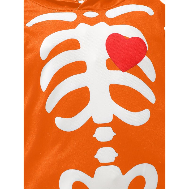 Baby Romper Hoodie Skeleton Print 6-9 Months Halloween Style for Boys